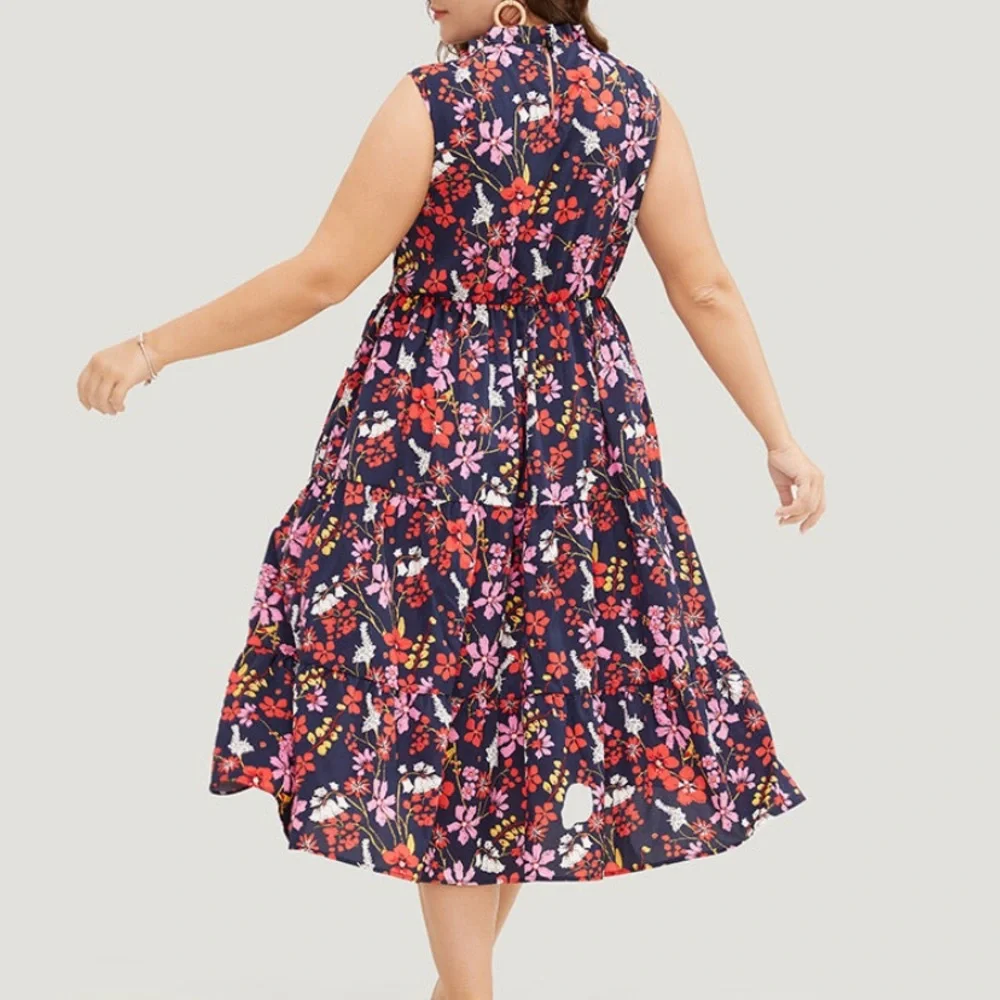 NWT floral pocket dress with mock neck and button closure . - Picture 2 of 8